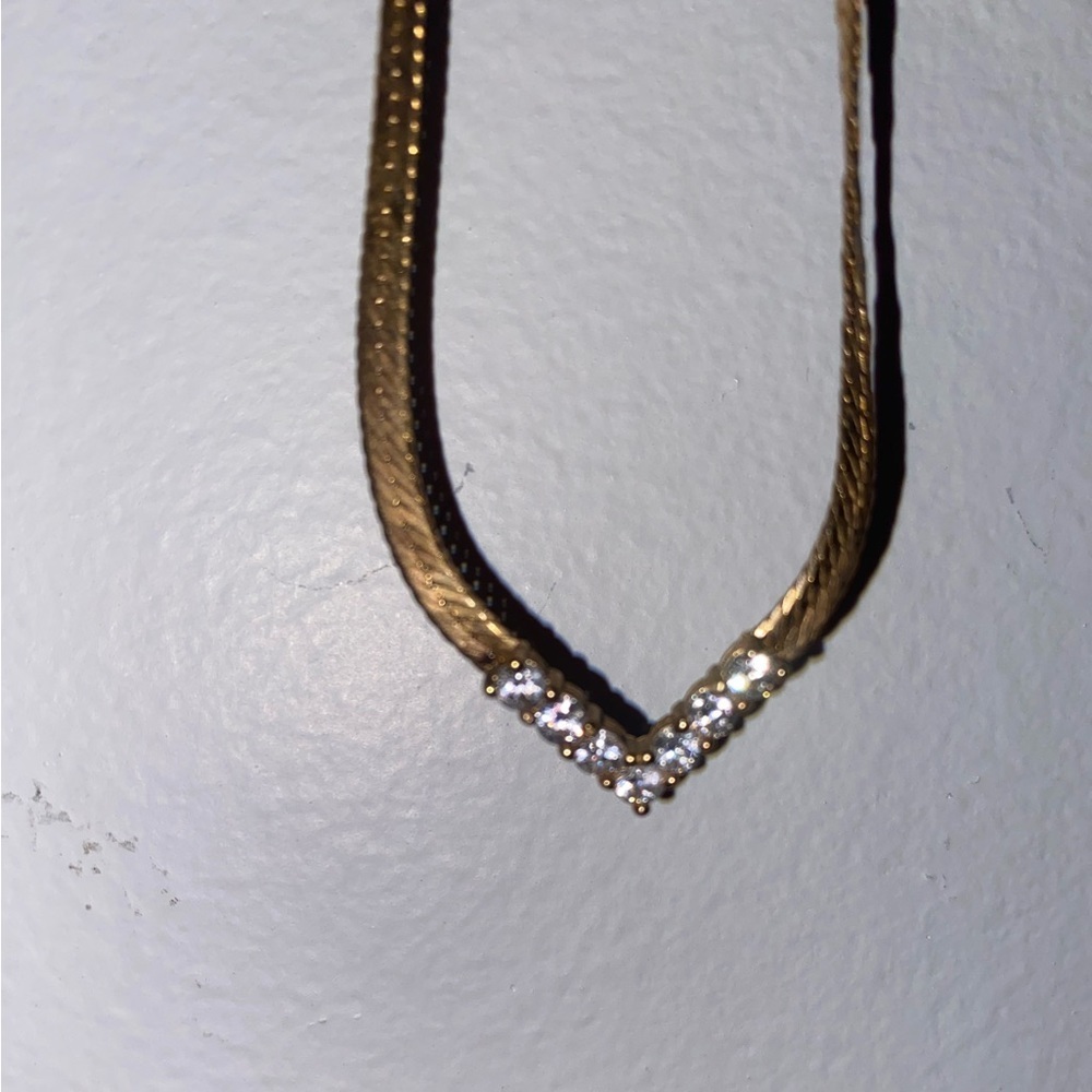 Avon Gold Necklace with Crystal Details